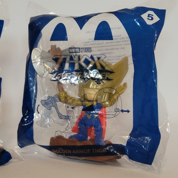Marvel Studios Thor Love And Thunder McDonalds Toys. Golden Thor & Rocket. - Picture 2 of 6